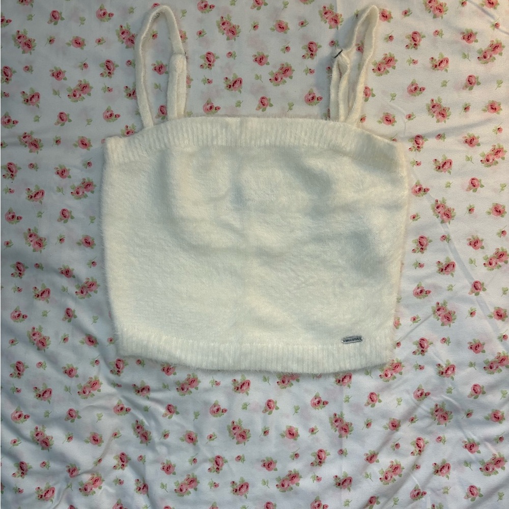 Hollister Cream Fuzzy Knit Camisole